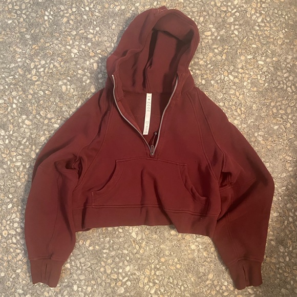 Lululemon - Red Merlot Scuba 1/2 Zip Hoodie Sweater XS/S - Picture 2 of 7